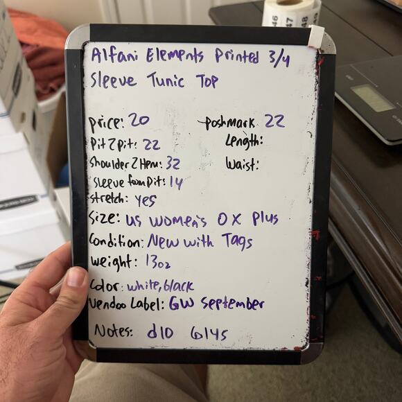 Alfani Elements Printed 3 4 Sleeve Tunic Top US Women's 0X Plus - Picture 9 of 9